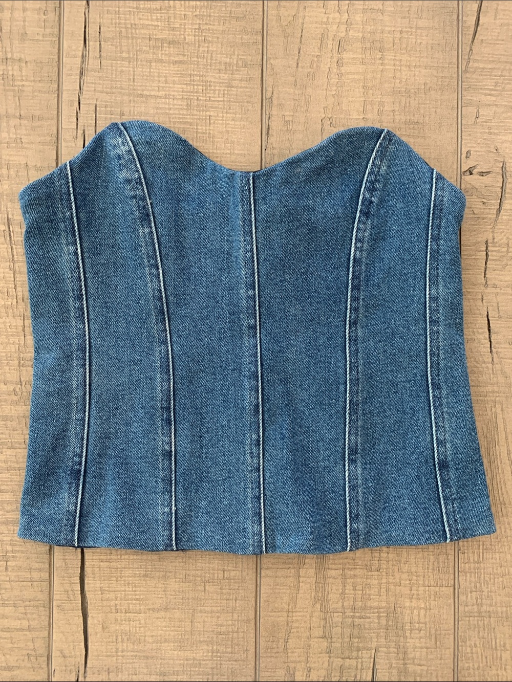 Like New—Show Me Your MuMu Blue Denim Corset Camisole